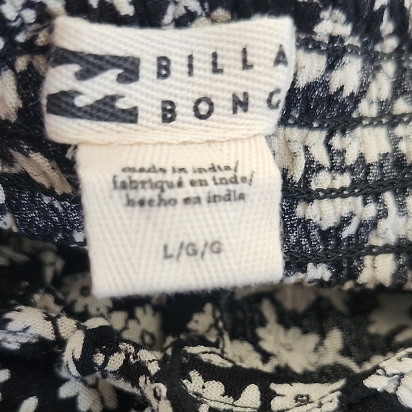Billabong Better Days Midi Dress – Size L, Black & White Floral with Keyhole Tie - Picture 11 of 12